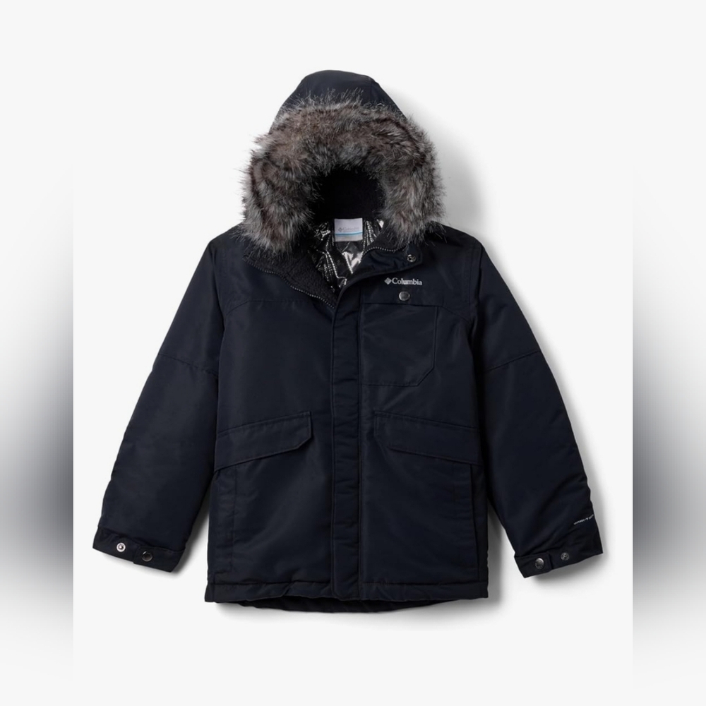 Columbia Kids Puffer Jacket - Black with Fur Trim